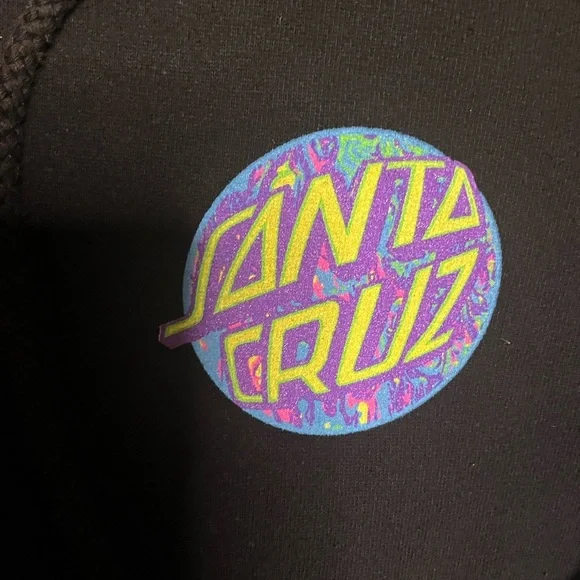 Santa Cruz Hoodie Men's Small Psychedelic Dot Logo Black Pullover - Picture 2 of 4